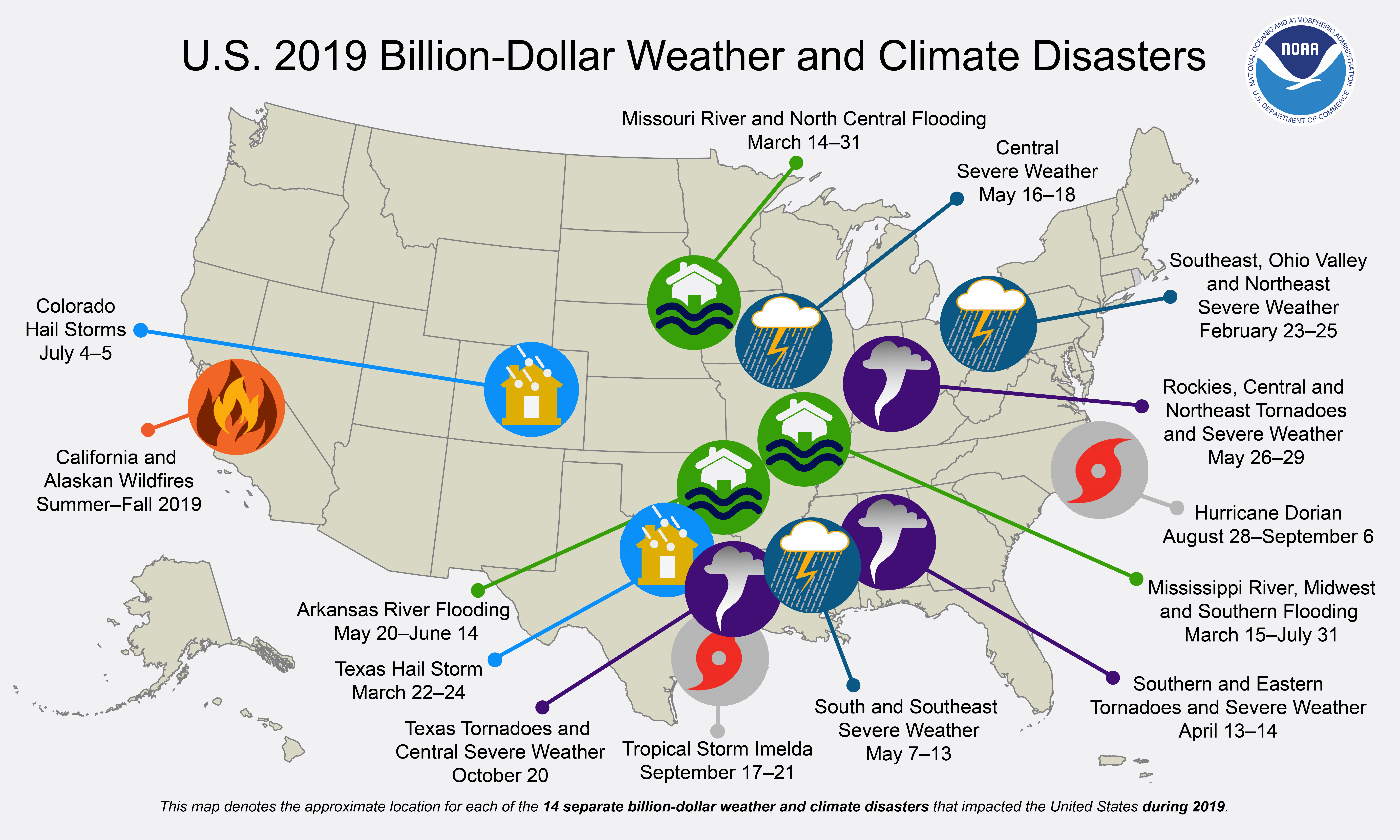 NOAA 2019-billion-dollar-disaster-map